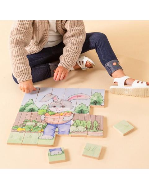 Magic Magnetic Wooden Puzzle with Cotton Bag - Bunny Gardener