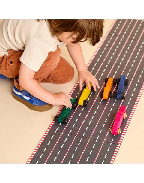 Dyed Wooden Indy Car Set with Racetrack