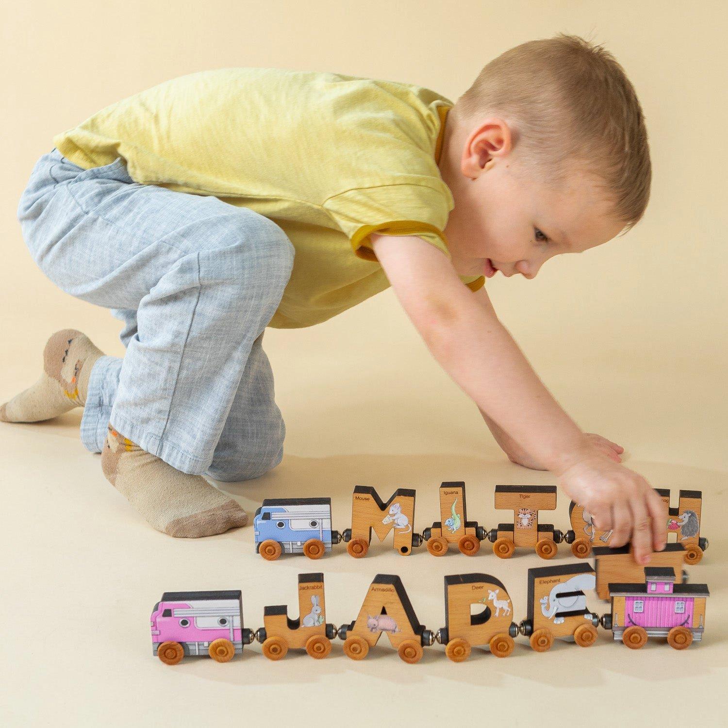 ABCs Magnetic Letter Train Express with Organic Cotton Bag image number 4