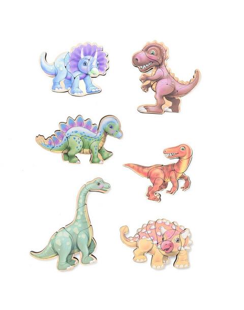 Dinosaur Magnetic Wooden Puzzle Set with Cotton Bag