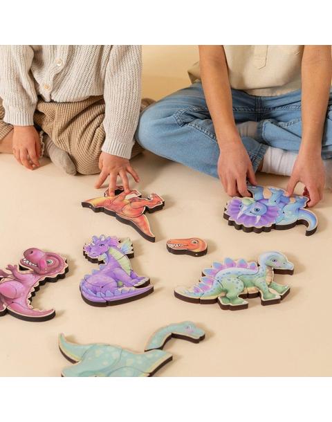 Dinosaur Magnetic Wooden Puzzle Set with Cotton Bag