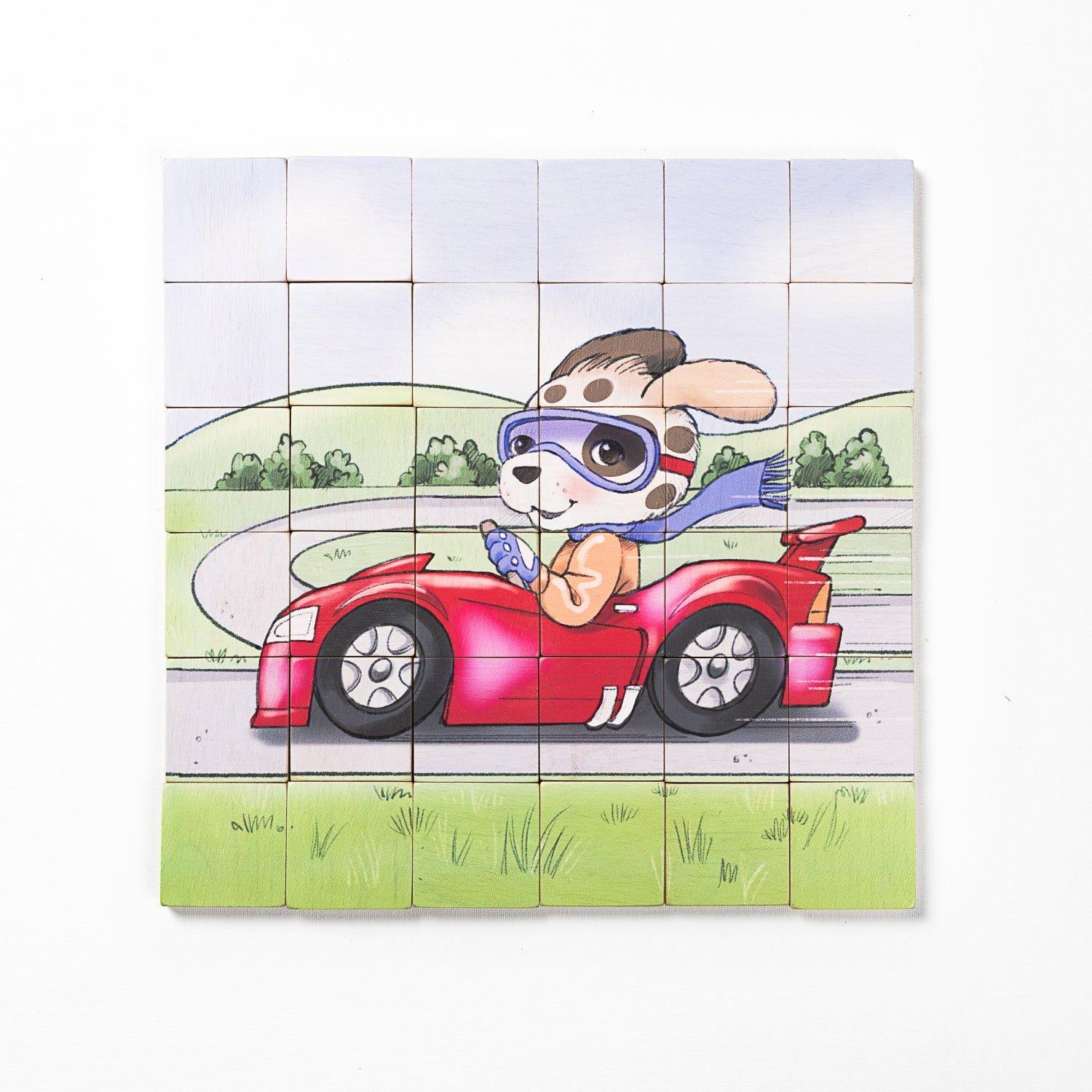 Magic Magnetic Wooden Puzzle with Cotton Bag - Puppy Racer image number 0