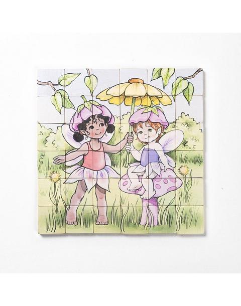 Magic Magnetic Wooden Puzzle with Cotton Bag - Playful Fairies
