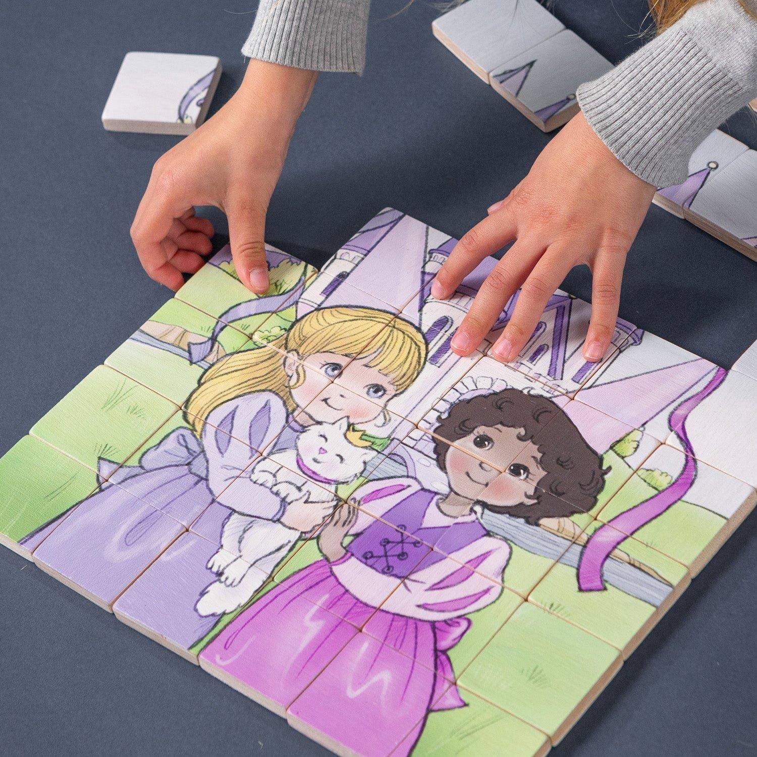 Magic Magnetic Wooden Puzzle with Cotton Bag - Princess Friends image number 1