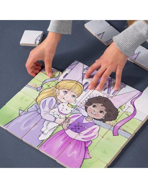 Magic Magnetic Wooden Puzzle with Cotton Bag - Princess Friends