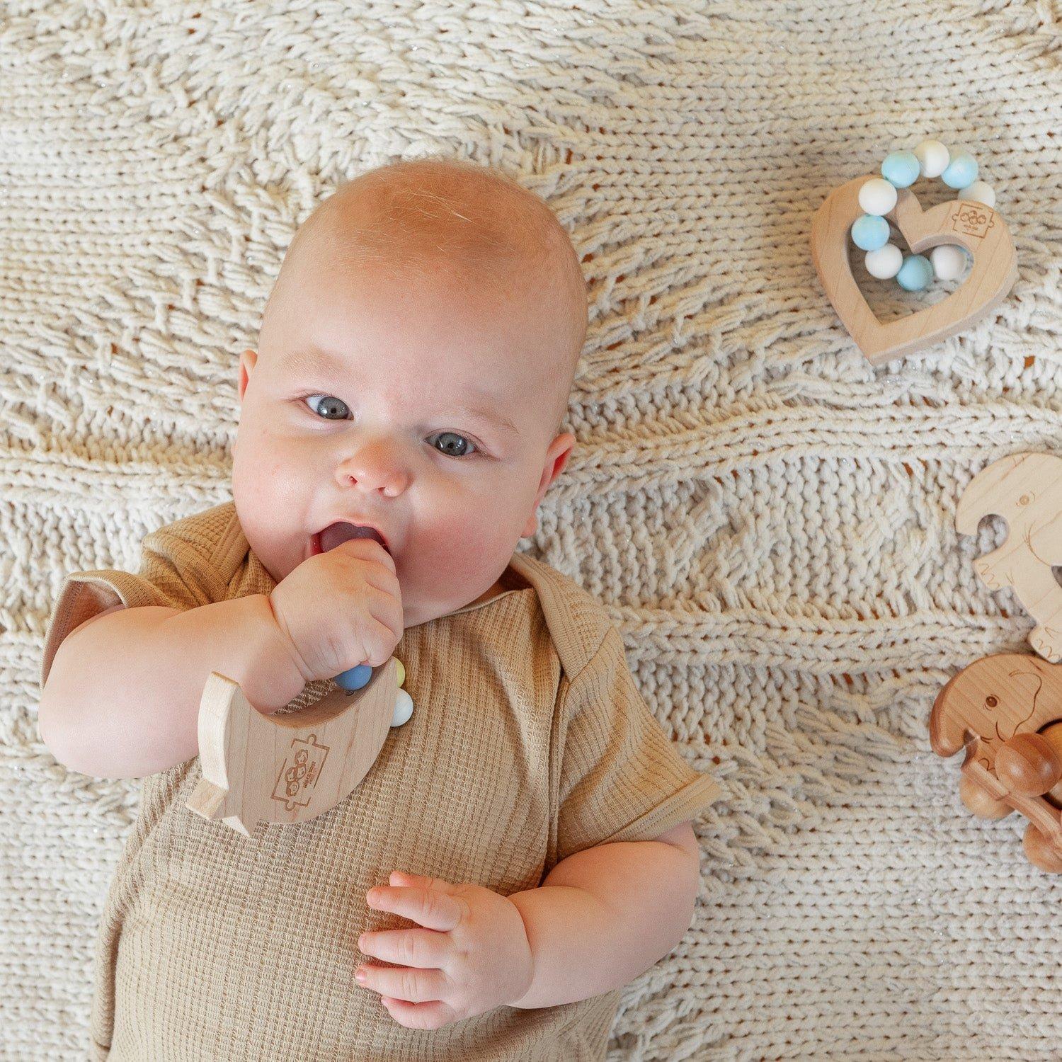Silicone Bead Teether with Organic Cotton Bag - Calming Moon image number 4