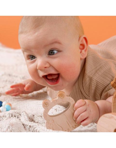 Soothing Frog Teether with Organic Cotton Bag