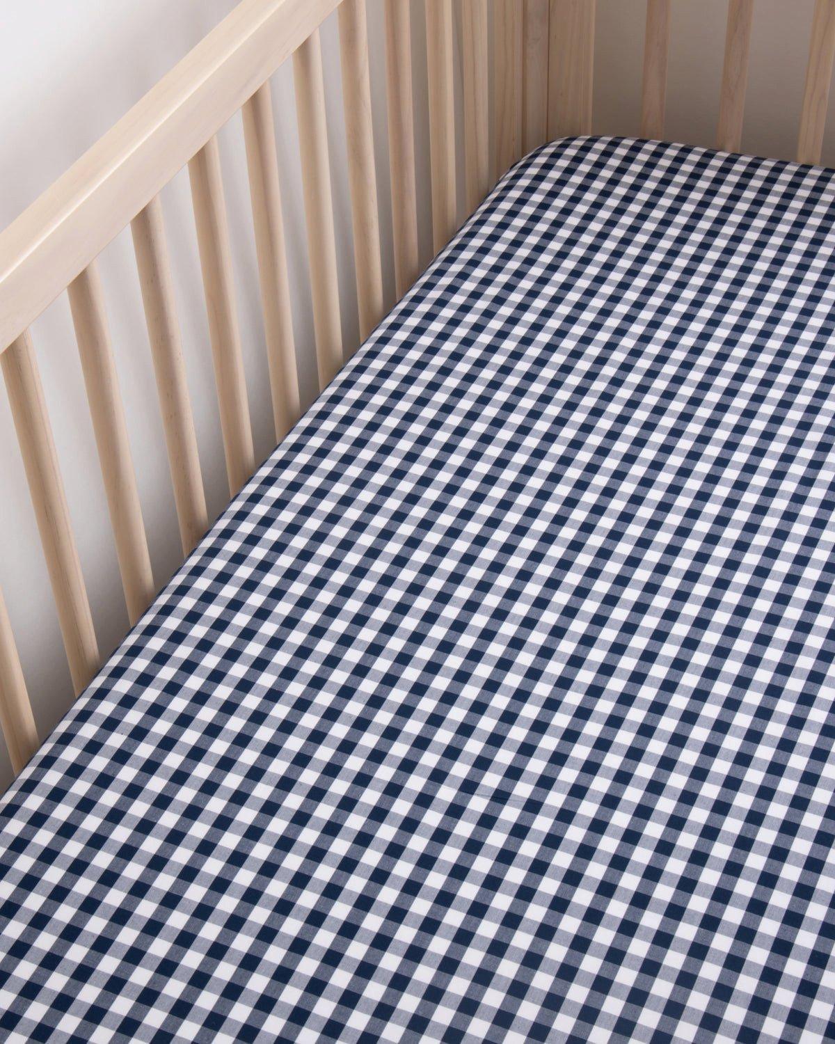 Crib Sheet in Navy Gingham image number 2