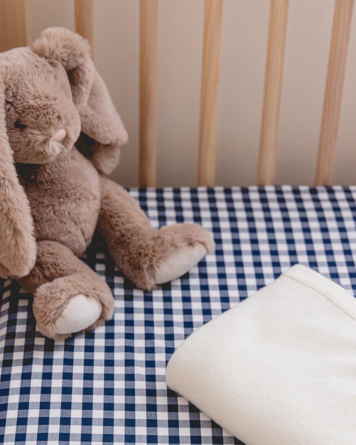 Crib Sheet in Navy Gingham image number 1