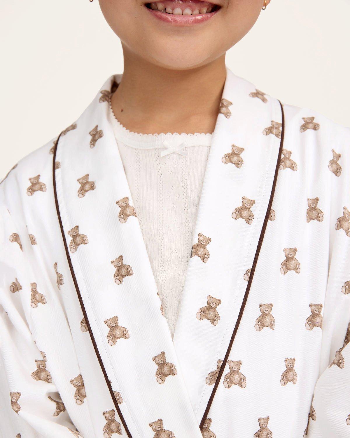 Kid's Brushed Twill Robe in Teddy Tales image number 1