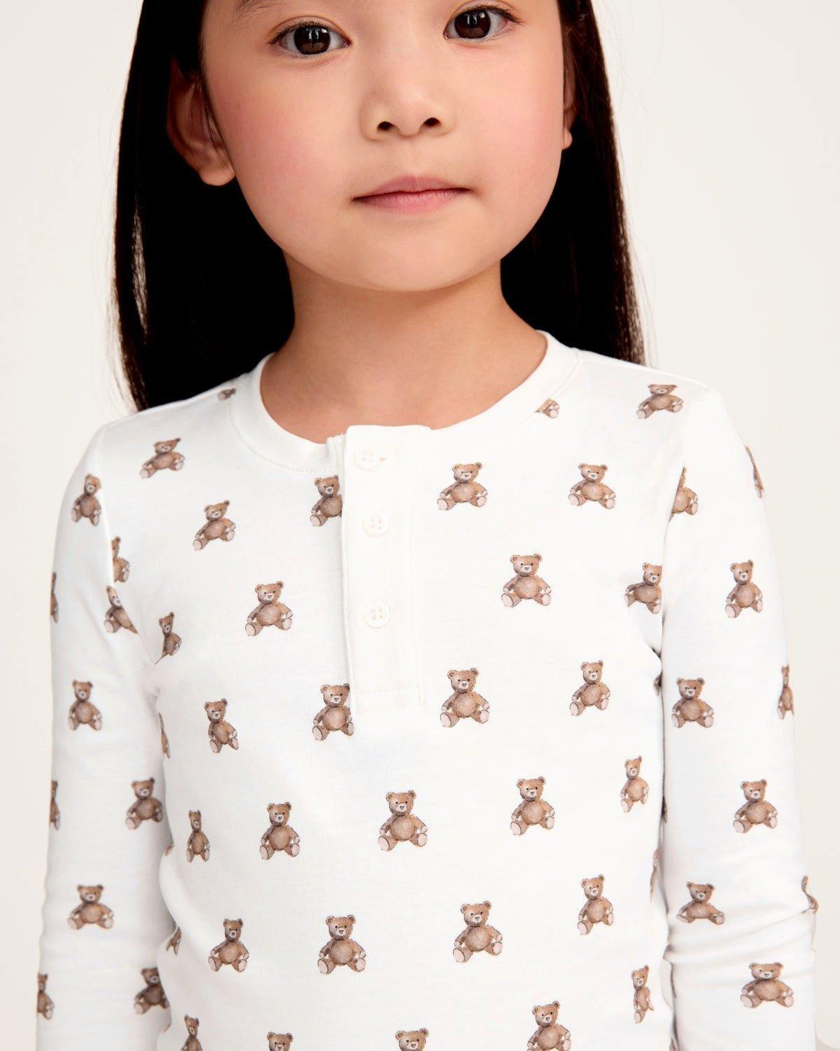 Kid's Pima Snug Fit Pajama Set in Teddy Tales image number 1