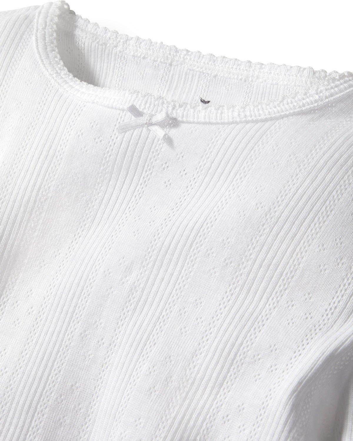 Kid's Pointelle Snug Fit Pajama Set in White image number 4