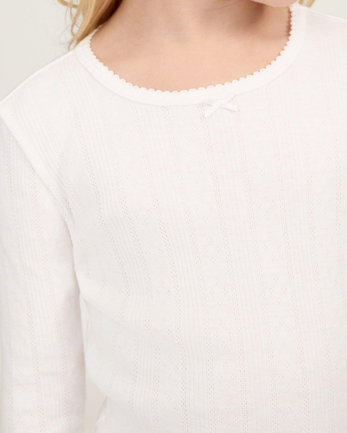 Kid's Pointelle Snug Fit Pajama Set in White image number 1