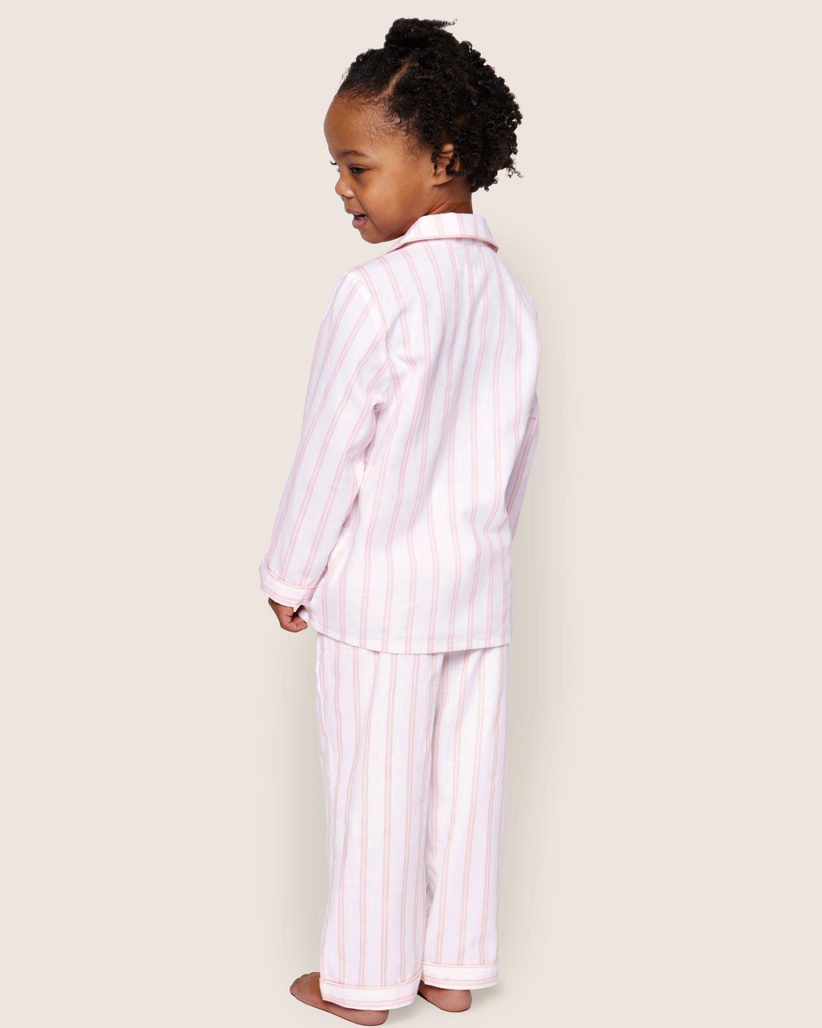 Kid's Twill Pajama Set in Pink Stripes image number 2