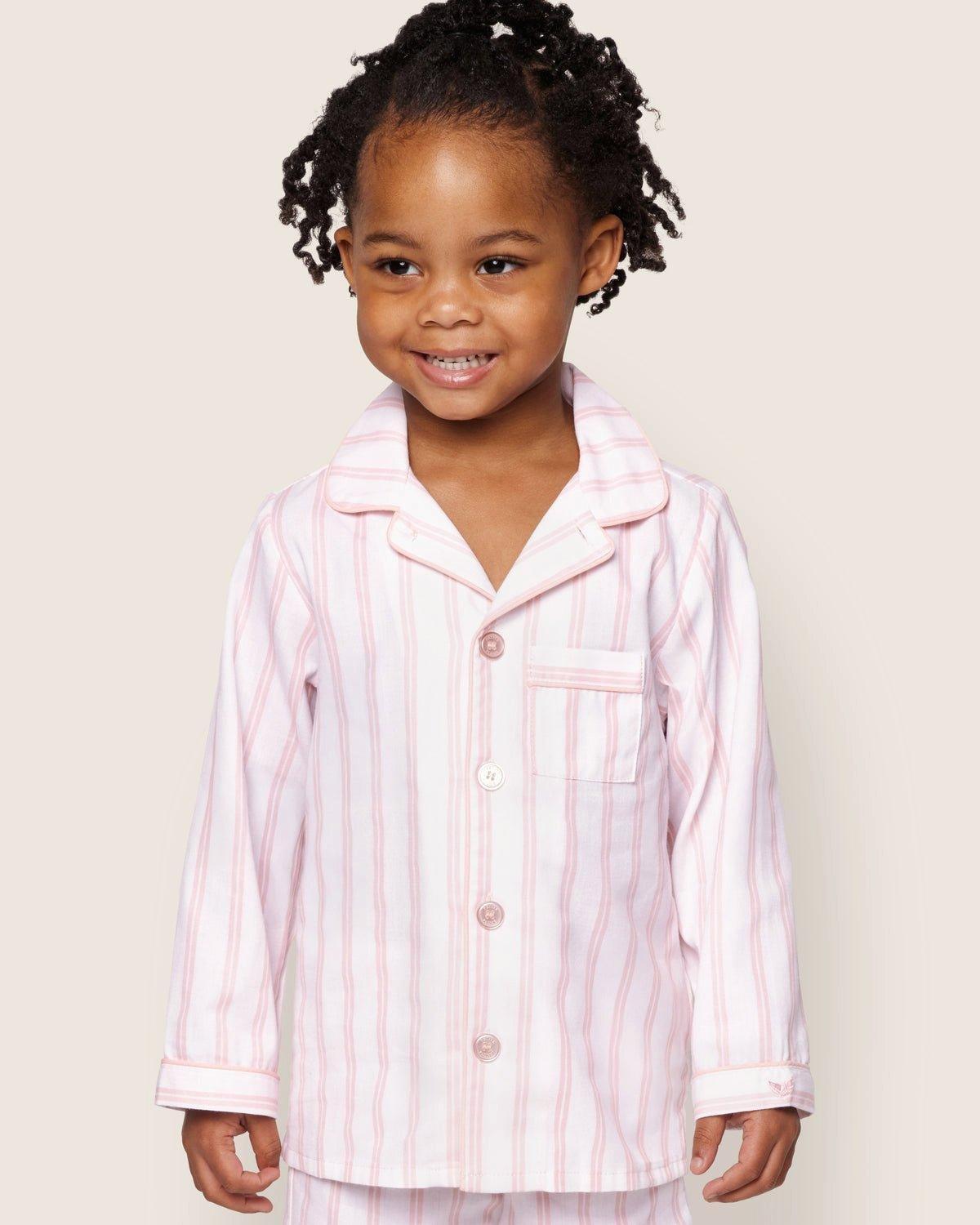 Kid's Twill Pajama Set in Pink Stripes image number 1
