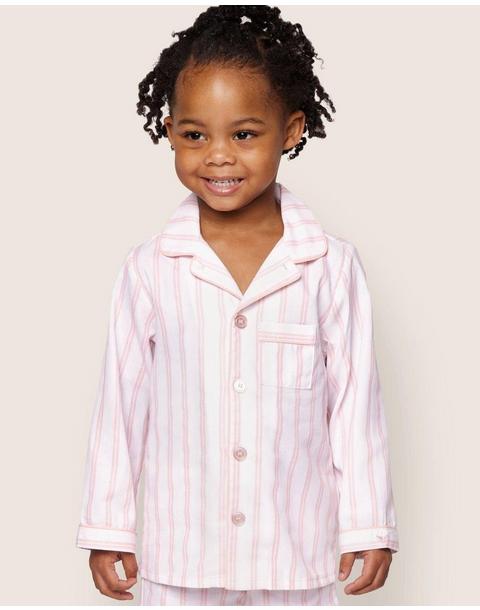 Kid's Twill Pajama Set in Pink Stripes