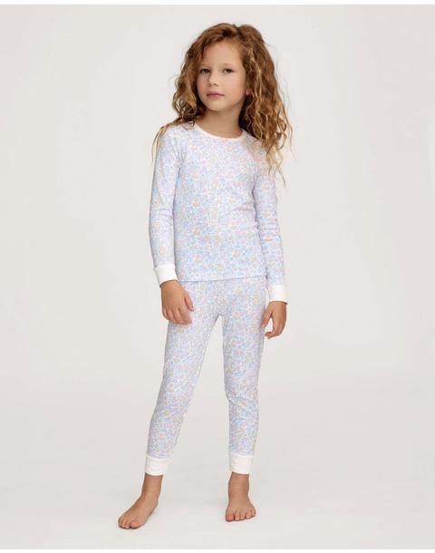 Kid's Pima Snug Fit Pajama Set in Fleur Blanche