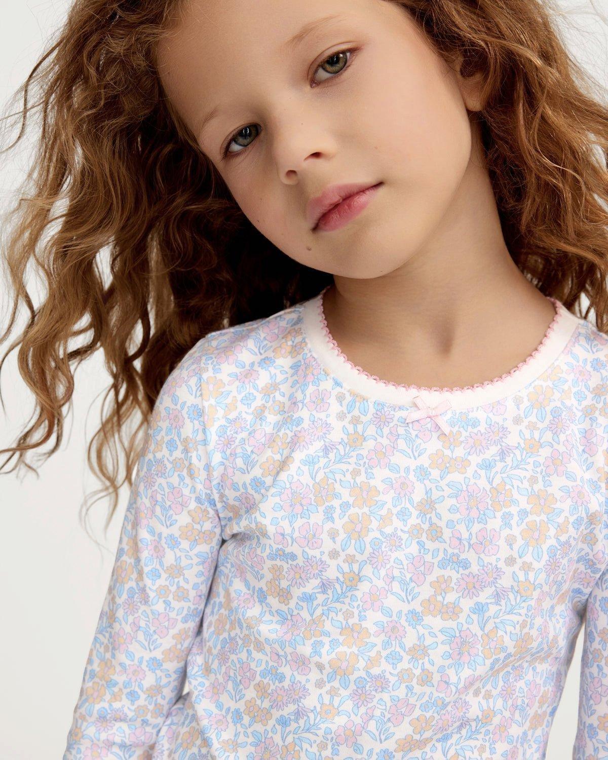 Kid's Pima Snug Fit Pajama Set in Fleur Blanche image number 1