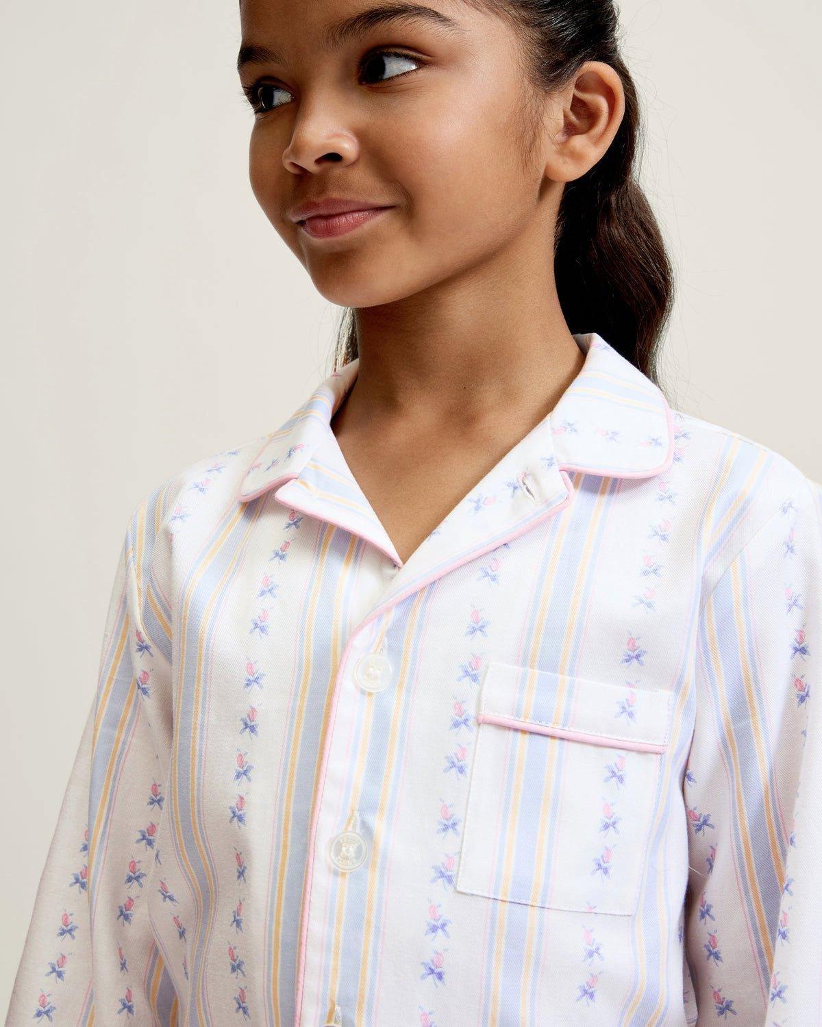 Kid's Twill Pajama Set in Cottage Stripe image number 2
