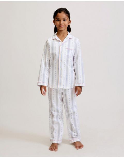 Kid's Twill Pajama Set in Cottage Stripe