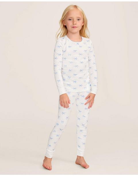 Kid's Pima Snug Fit Pajama Set in Something Blue Bows
