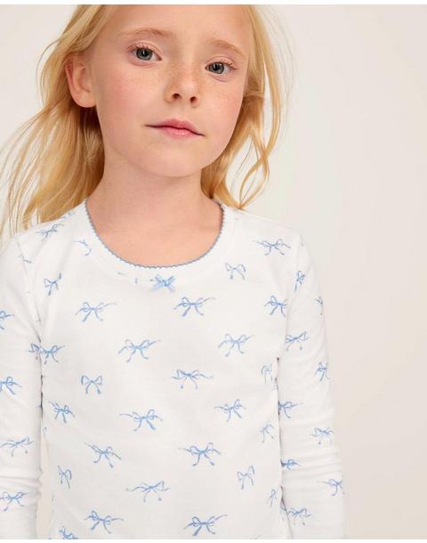 Kid's Pima Snug Fit Pajama Set in Something Blue Bows