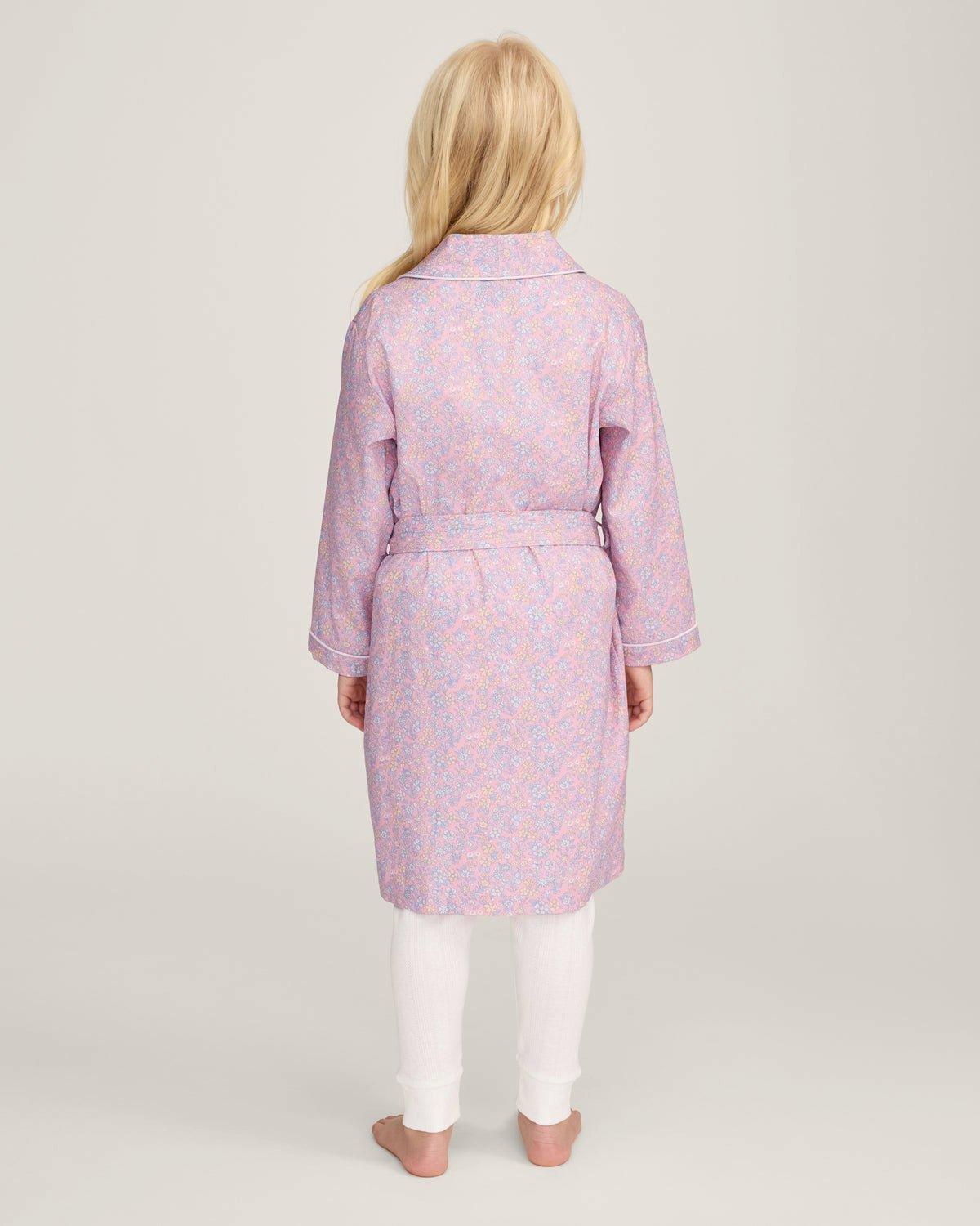 Kid's Twill Robe in Fleur Blush image number 2
