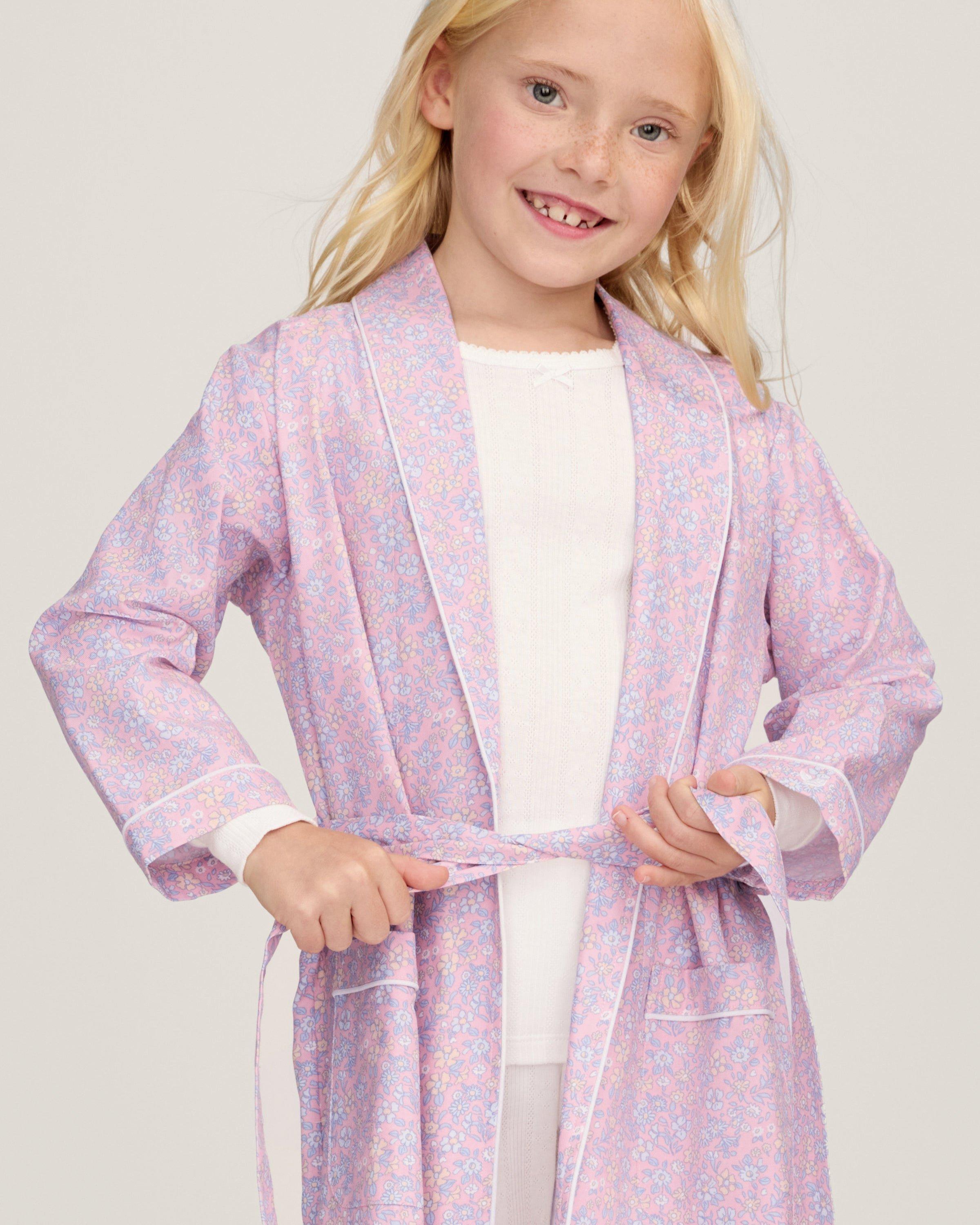 Kid's Twill Robe in Fleur Blush