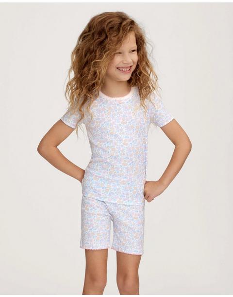 Kid's Pima Snug Fit Short Set in Fleur Blanche