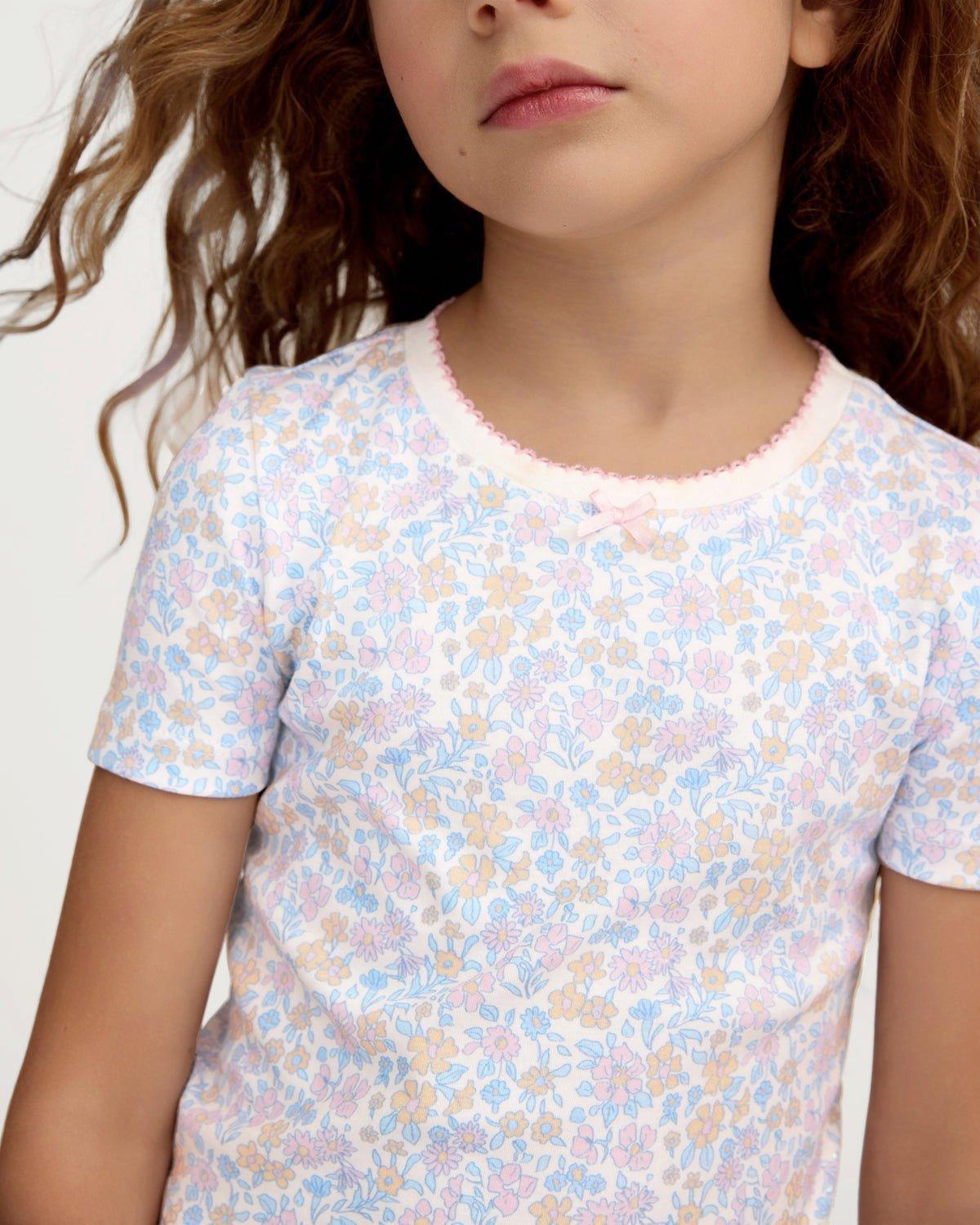 Kid's Pima Snug Fit Short Set in Fleur Blanche image number 1