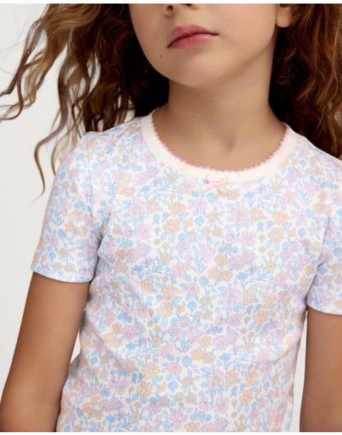 Kid's Pima Snug Fit Short Set in Fleur Blanche