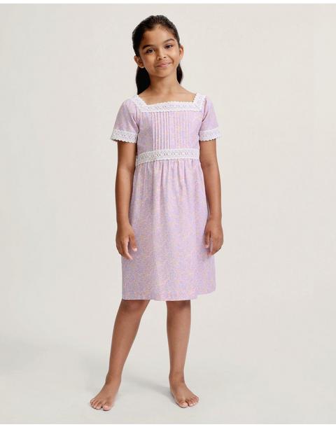 Girl's Twill Juliette Nightgown in Fleur Blush