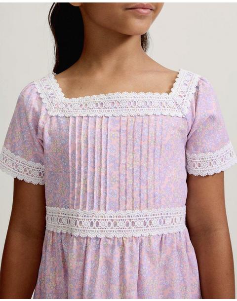 Girl's Twill Juliette Nightgown in Fleur Blush