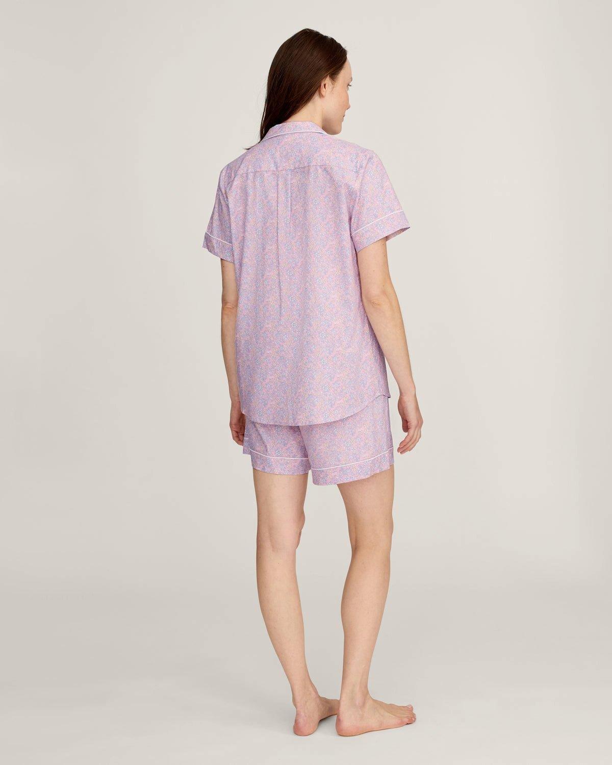 Women's Twill Short Sleeve Short Set in Fleur Blush image number 2