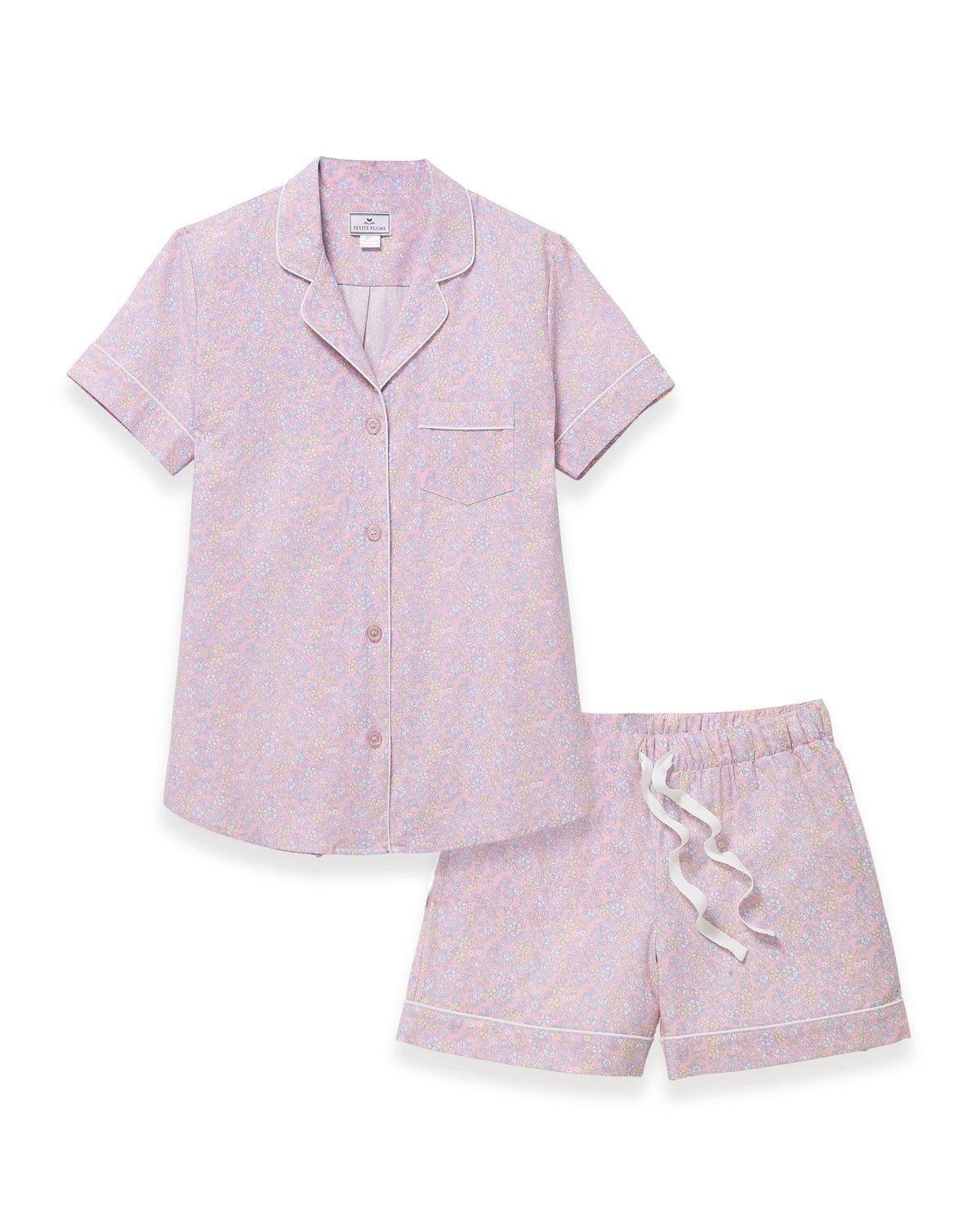 Women's Twill Short Sleeve Short Set in Fleur Blush image number 3