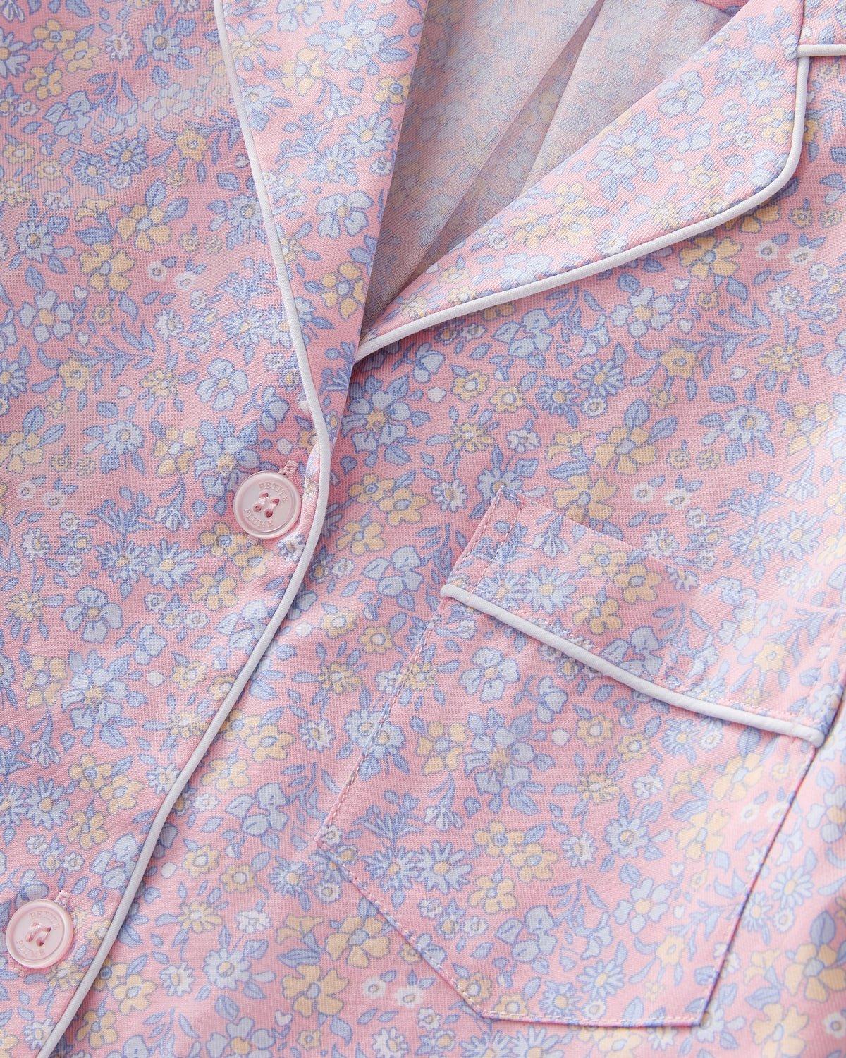 Women's Twill Short Sleeve Short Set in Fleur Blush image number 4