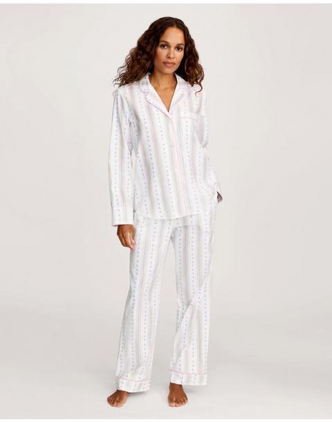 Women's Twill Pajama Set in Cottage Stripe