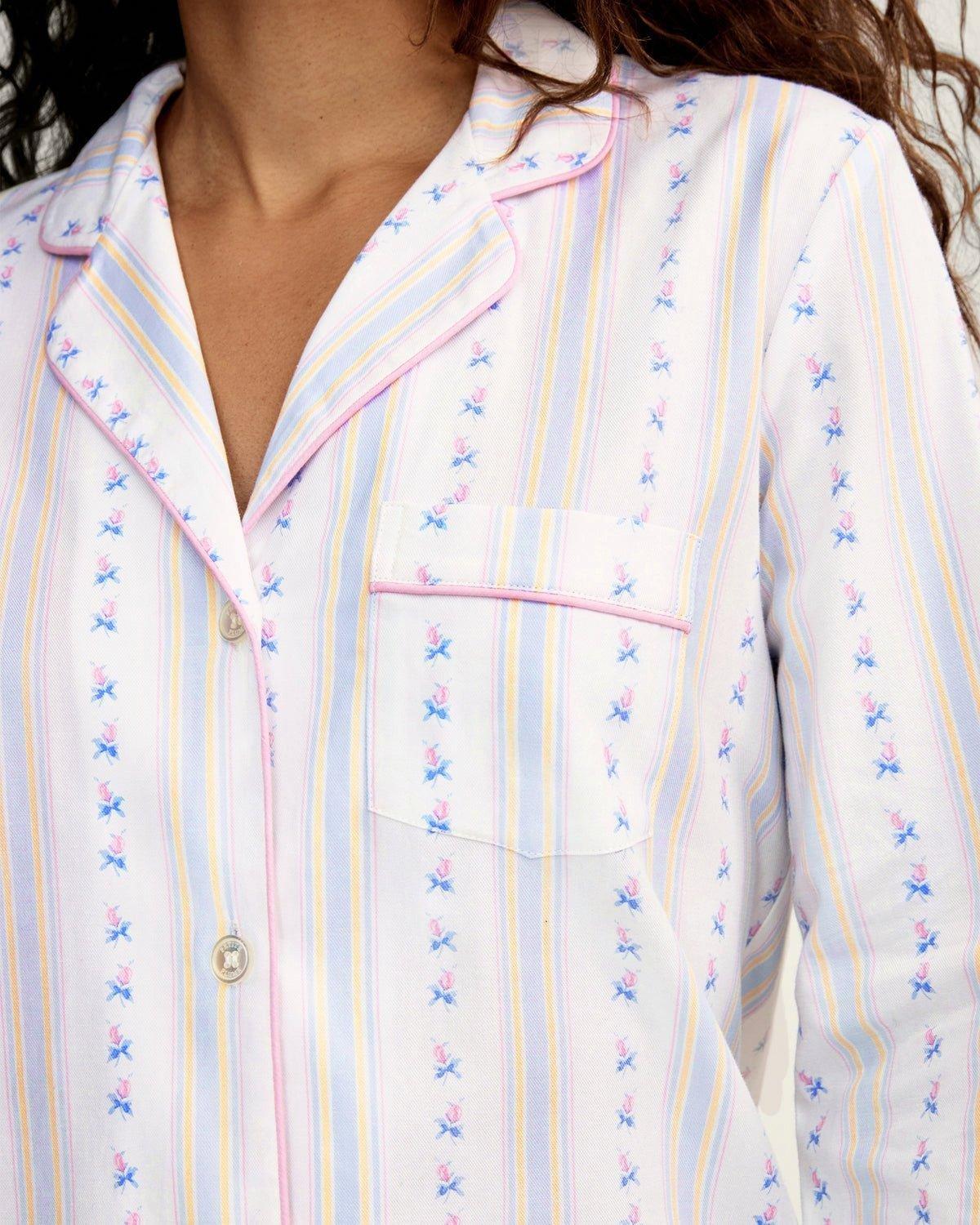 Women's Twill Pajama Set in Cottage Stripe image number 2