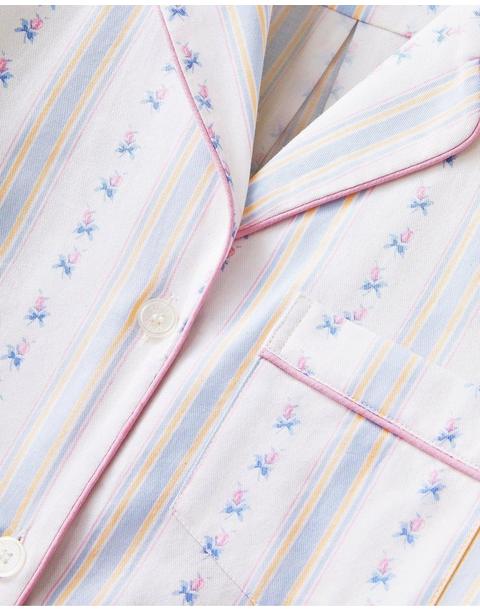 Women's Twill Pajama Set in Cottage Stripe