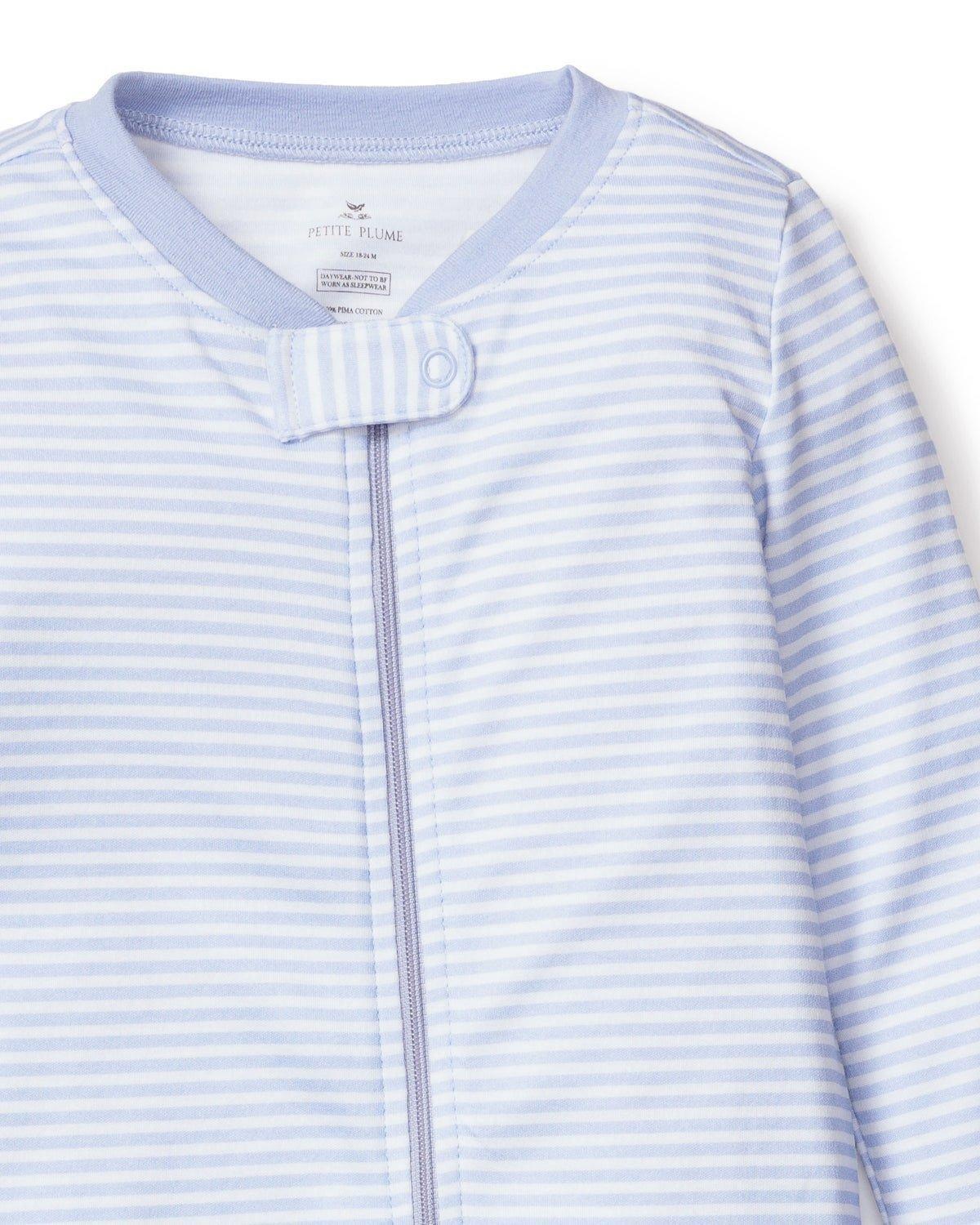 Baby's Pima Snug Fit Romper in Blue Stripes image number 2