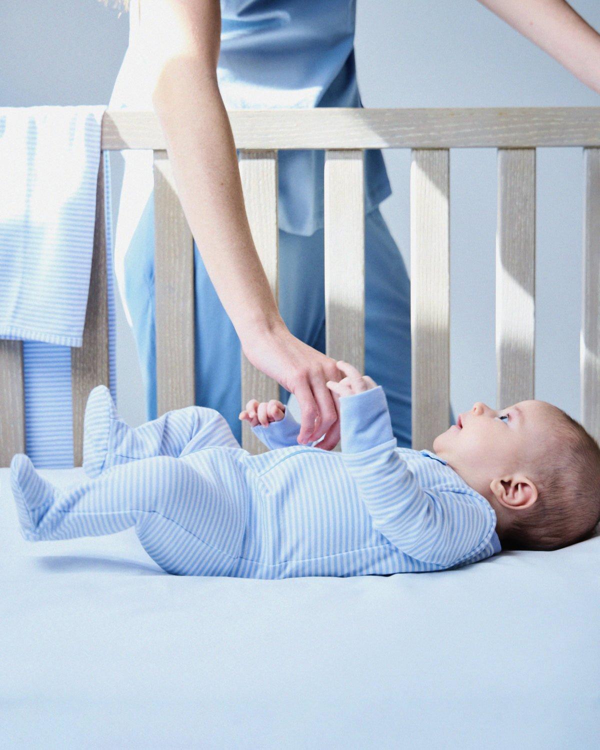 Baby's Pima Snug Fit Romper in Blue Stripes image number 1