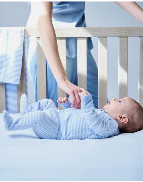Baby's Pima Snug Fit Romper in Blue Stripes