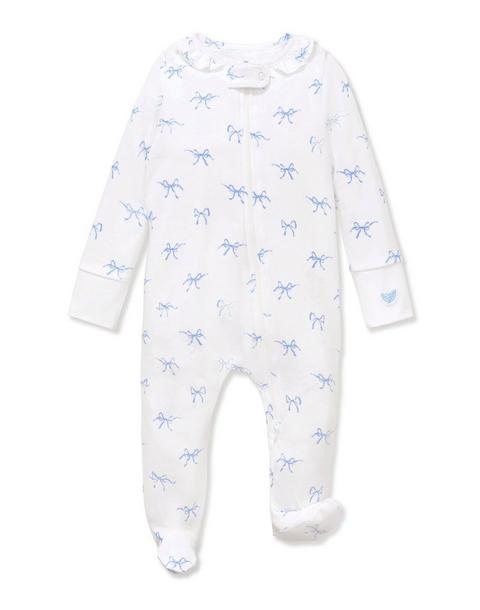 Baby's Pima Ruffle Collar Romper in Something Blue Bows