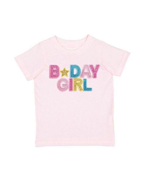 Birthday Girl Rhinestone Patch Short Sleeve T-Shirt