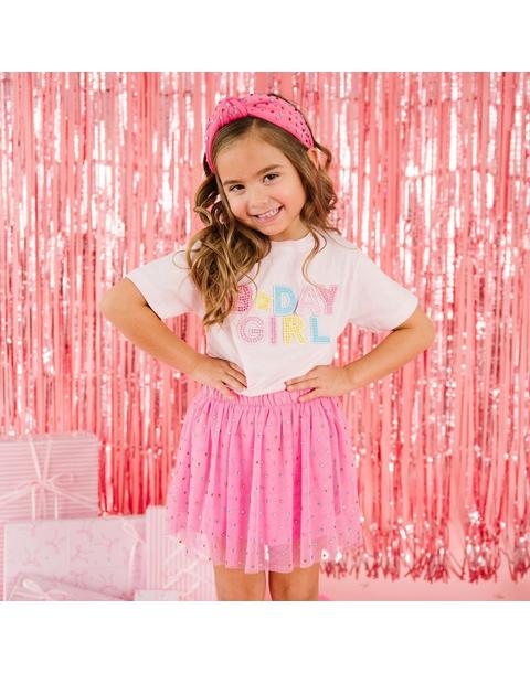 Birthday Girl Rhinestone Patch Short Sleeve T-Shirt