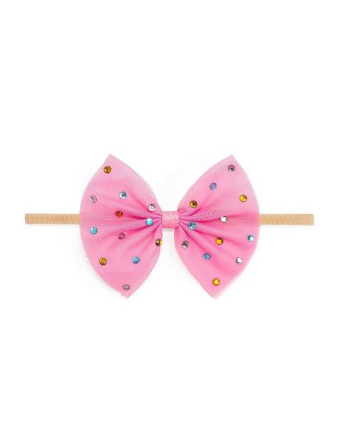 Raspberry Rhinestone Bow Baby Headband