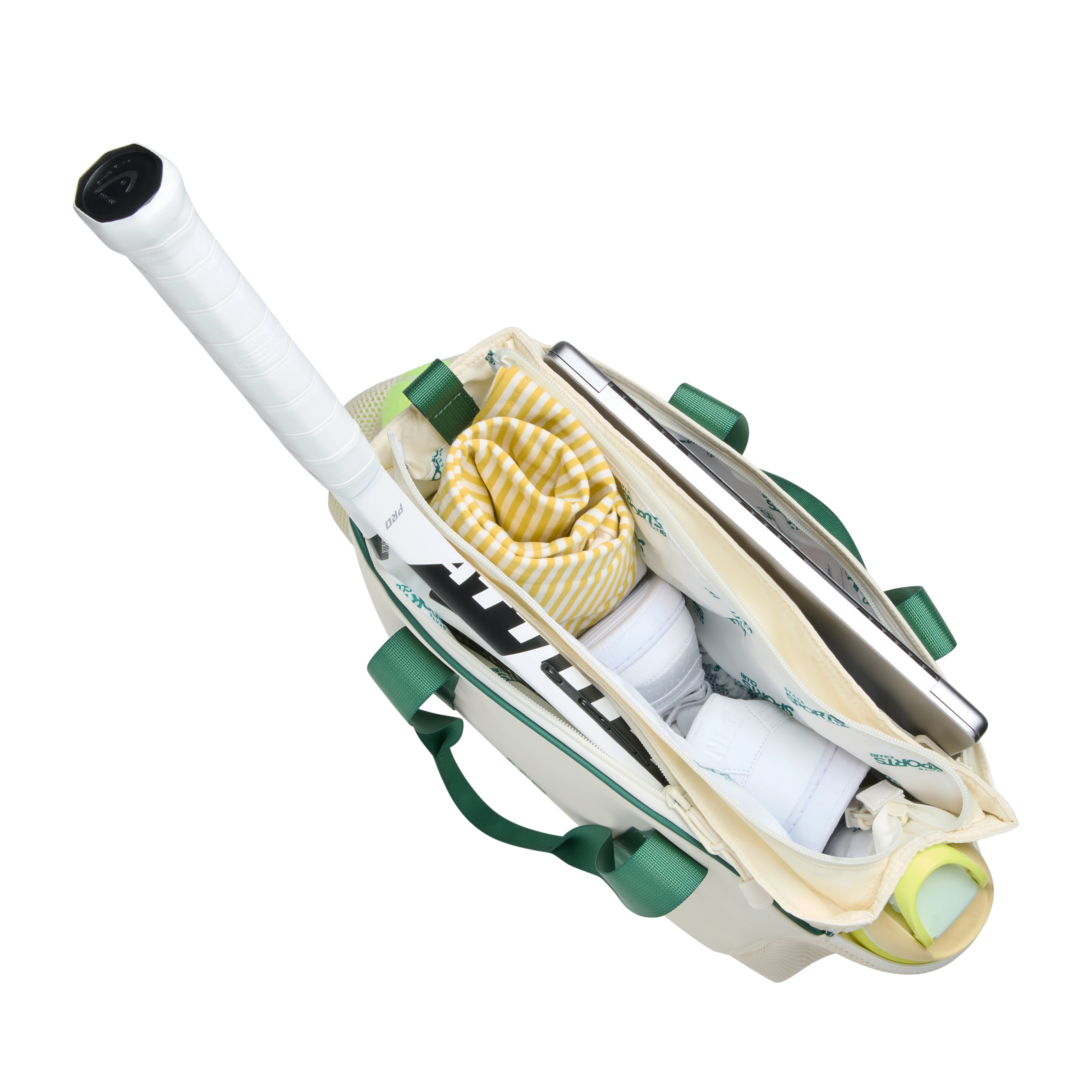 Riley Tennis Bag | Ivory/Green image number 3