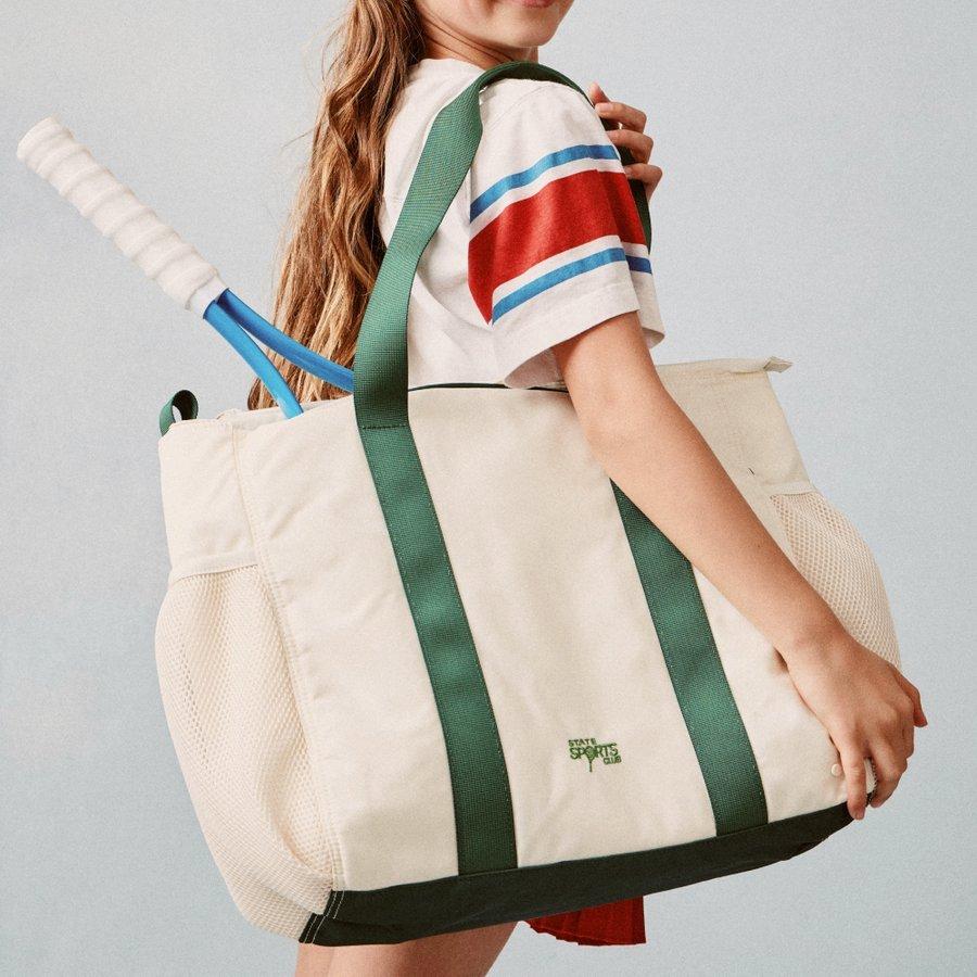 Riley Tennis Bag | Ivory/Green image number 1