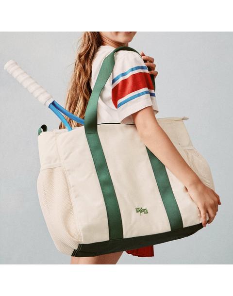 Riley Tennis Bag | Ivory/Green