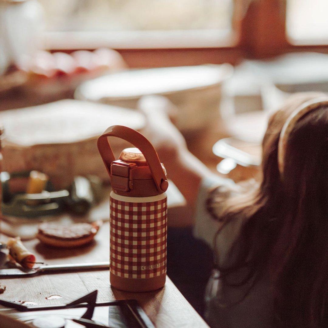 Sip + Chug 2 in 1 Thermo Water Bottle 12 oz. | Sienna Gingham image number 1